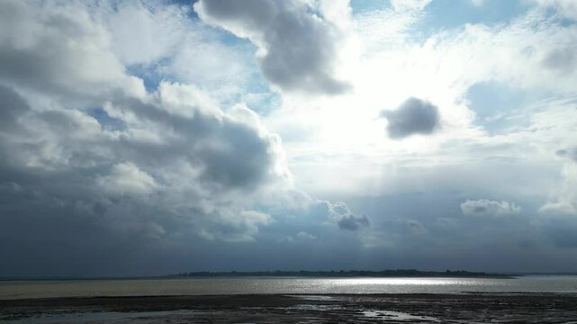 Beach and Ocean Sea Side at Point Clear Village in Civil Parish of Saint Osyth, County of Essex, England, United Kingdom During Windy and Cloudy Day