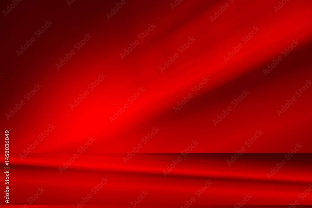 Poster Wall interior background, studio and backdrops show products.with shadow from window color Red background for text insertion and presentation product
