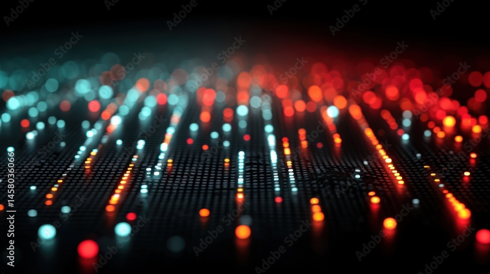 Aufkleber black background with red and blue lights creating an abstract representation of market demand for t