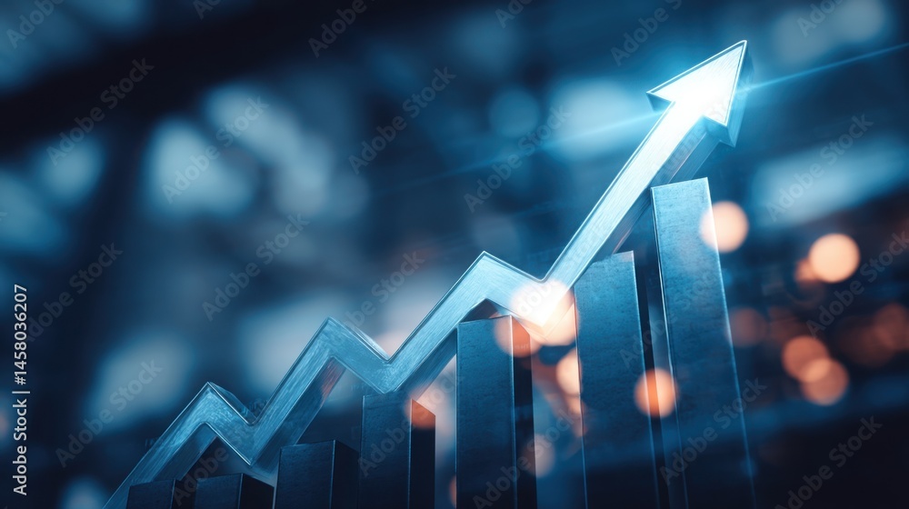Poster graph bar chart illustrating market development and the evolution of trading environments in financi
