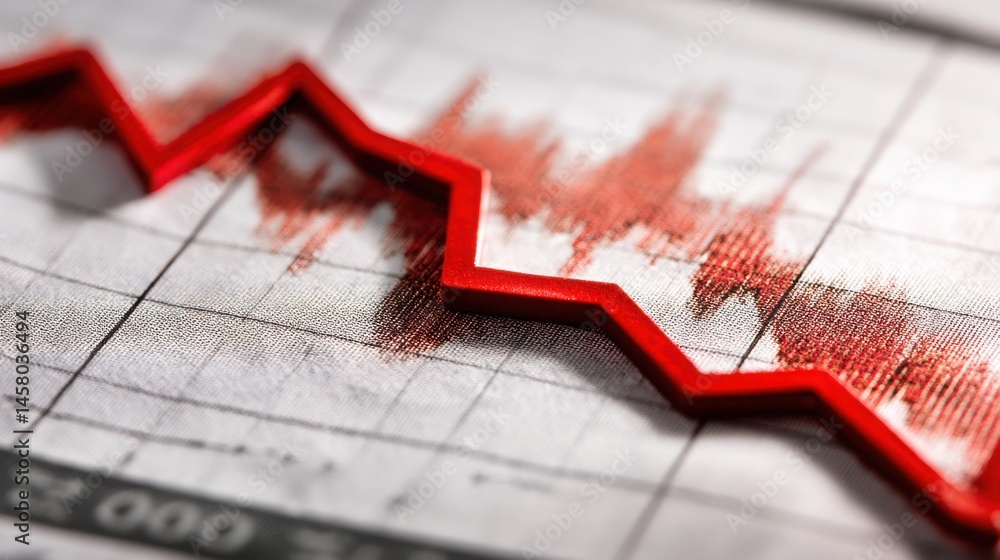 Poster a vibrant red arrow positioned on graph paper signifying market dynamics and the forces influencing 
