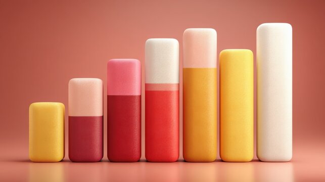 Colorful cylindrical shapes arranged in a row illustrating market liquidity and the ease of trading real assets