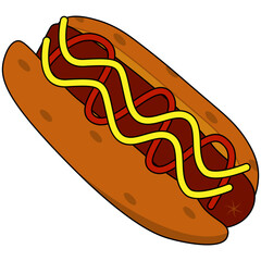 Hot Dog Illustration. Set of hot Dog Cartoon Vector Icon Illustration.