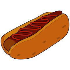Hot Dog Illustration. Set of hot Dog Cartoon Vector Icon Illustration.