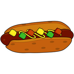 Hot Dog Illustration. Set of hot Dog Cartoon Vector Icon Illustration.
