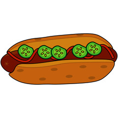Hot Dog Illustration. Set of hot Dog Cartoon Vector Icon Illustration.