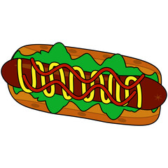 Hot Dog Illustration. Set of hot Dog Cartoon Vector Icon Illustration.