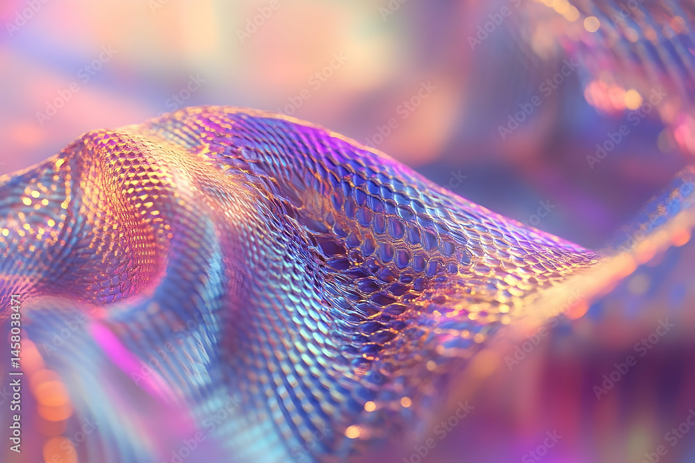 Poster abstract iridescent surface texture with dynamic folds.