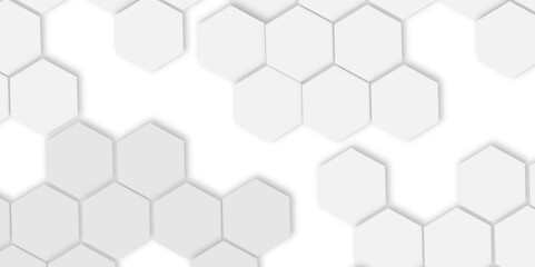 Futuristic 3D White and grey  Light hexagon Geometric Structure Featuring Abstract Polygonal Honeycomb Pattern, Technology-Inspired Design, and a Luxurious, Modern Vector Background for Innovation