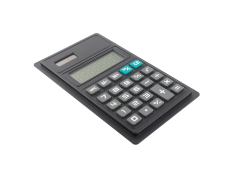flat solar calculator isolated on transparent, calculating electronic device
