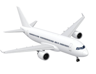 Isolated White Airplane Model Render for Travel and Aviation Designs