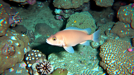 Smooth trunkfish swimming in the reef