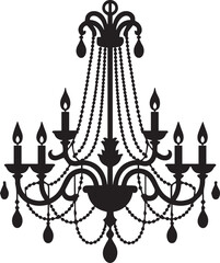 Ornate Chandelier Silhouette Elegant Vector Design