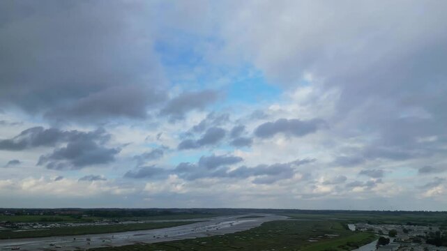 Beach and Ocean Sea Side at Point Clear Village in Civil Parish of Saint Osyth, County of Essex, England, United Kingdom During Windy and Cloudy Day