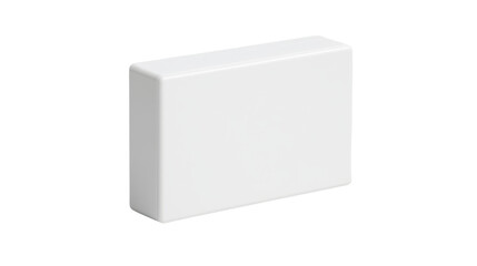 Fototapeta premium Blank, white, rectangular solid object is displayed against a completely black backdrop. The object has clean lines and a simple design.