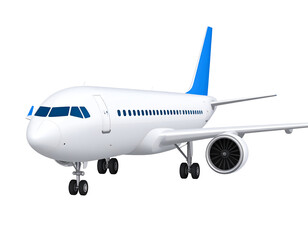 Obraz premium Modern Airplane Isolated on White Background Ready for Travel