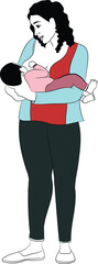 Illustration of a mother breastfeeding her baby in the cross-cradle hold position.