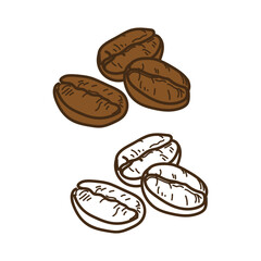 Simple coffee beans vector illustration isolated on white. coffee bean lineart