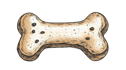 Hand-drawn illustration of a dog biscuit shaped like a bone.