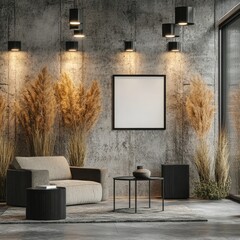 Modern Concrete Living Room with Boho Accents