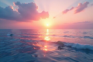 Pastel sunrise over tranquil sea, soft light on water , serene, ocean