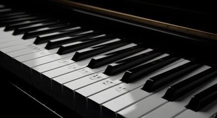 Naklejka premium Piano Key Closeup with Music Note
