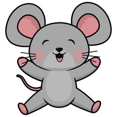 Cute Mouse Cartoon Character. Isolated on White Background.