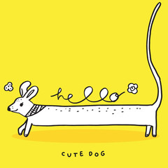 Hand drawing doodle cute dog vector illustration, Cute dog cartoon