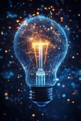 A glowing light bulb with interconnected network, symbolizing innovation and connectivity.