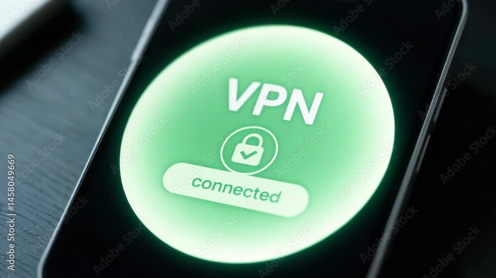 Poster smartphone vpn connection with secure lock icon ensures privacy, network security, and advanced digi