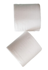 Two rolls of white tissue paper or toilet paper in stack isolated with clipping path in png file format