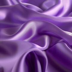 Obraz premium Close-up of luxurious, smooth purple satin fabric creating elegant folds and waves.