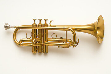 A stunning close-up of a golden trumpet, showcasing its intricate valves and bright finish