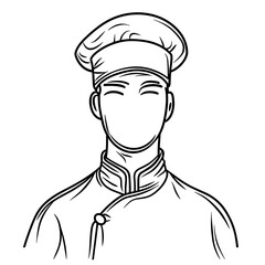 Chef in traditional attire with hat and blank expression outline  