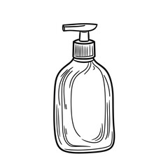 Pump bottle for liquid soap in simple line art design  