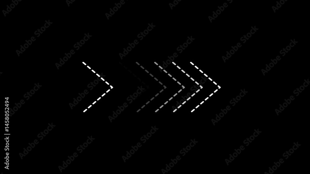 Poster arrow pointing to the right animation on a black background. road sign looping animation.