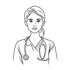 Female doctor smiling with stethoscope on white background  