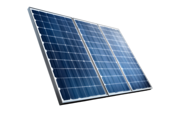 Modern Solar Panel with Blue Photovoltaic Cells Isolated on White Background