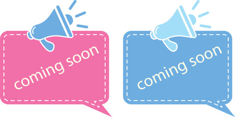 Coming Soon Speech Bubble with Megaphone Icon
