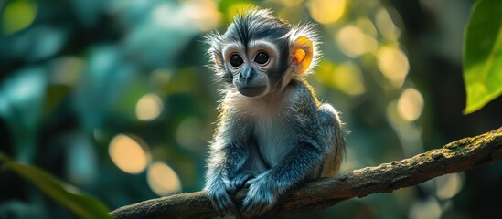 Naklejka premium Baby monkey on branch