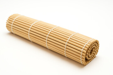 A rolled bamboo sushi mat, traditionally used in preparing sushi rolls