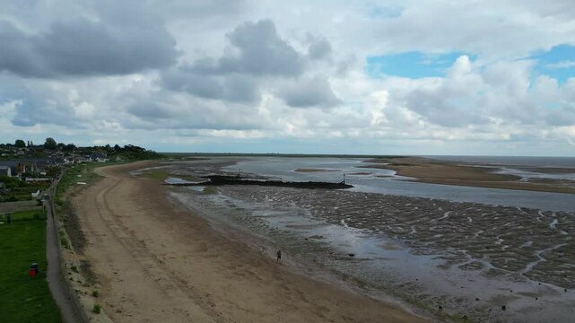 Beach and Ocean Sea Side at Point Clear Village in Civil Parish of Saint Osyth, County of Essex, England, United Kingdom During Windy and Cloudy Day