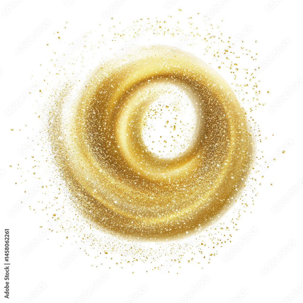 Poster elegant gold dust swirl creating a mesmerizing wave effect isolated on a transparent background, gol