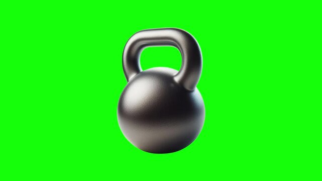 Kettlebell weights green screen animation motion graphic in 4K high resolution.