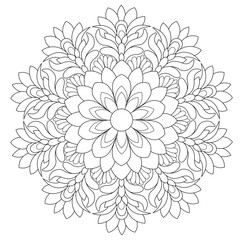 Simple Floral Mandala for Coloring and Meditation