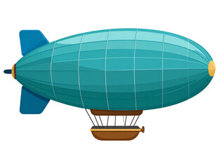 Vintage Teal Airship: Retro Blimp Illustration