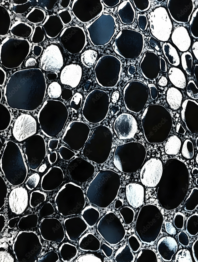 Poster abstract pattern of dark and light circles.