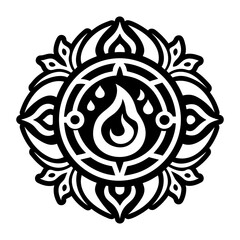 A glyph style icon of eternal flame tattoo