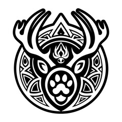 A solid style icon of deer antlers tattoo