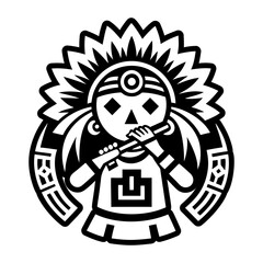 A solid style icon of flute player symbol